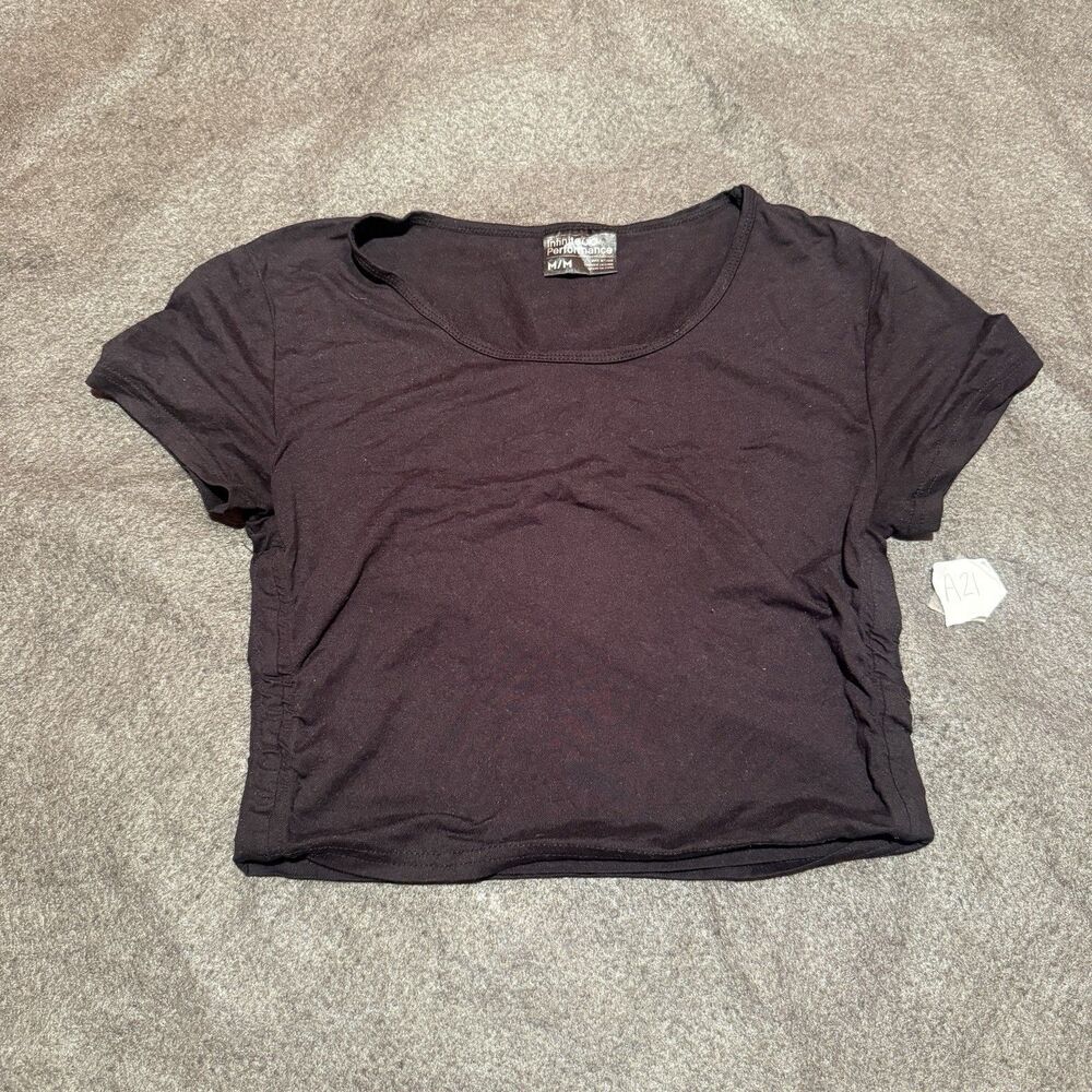 Infinate Performance Womens Cropped Top M Medium Black Active Wear Tee